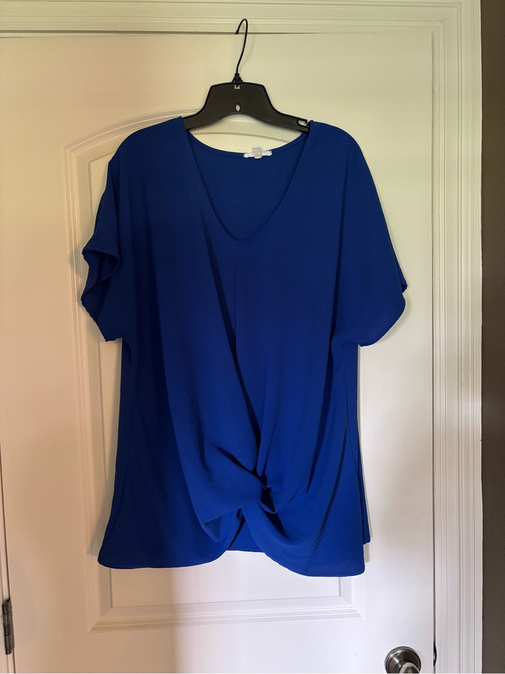 Chic Soul Royal Blue V-Neck Twist-Front Tunic